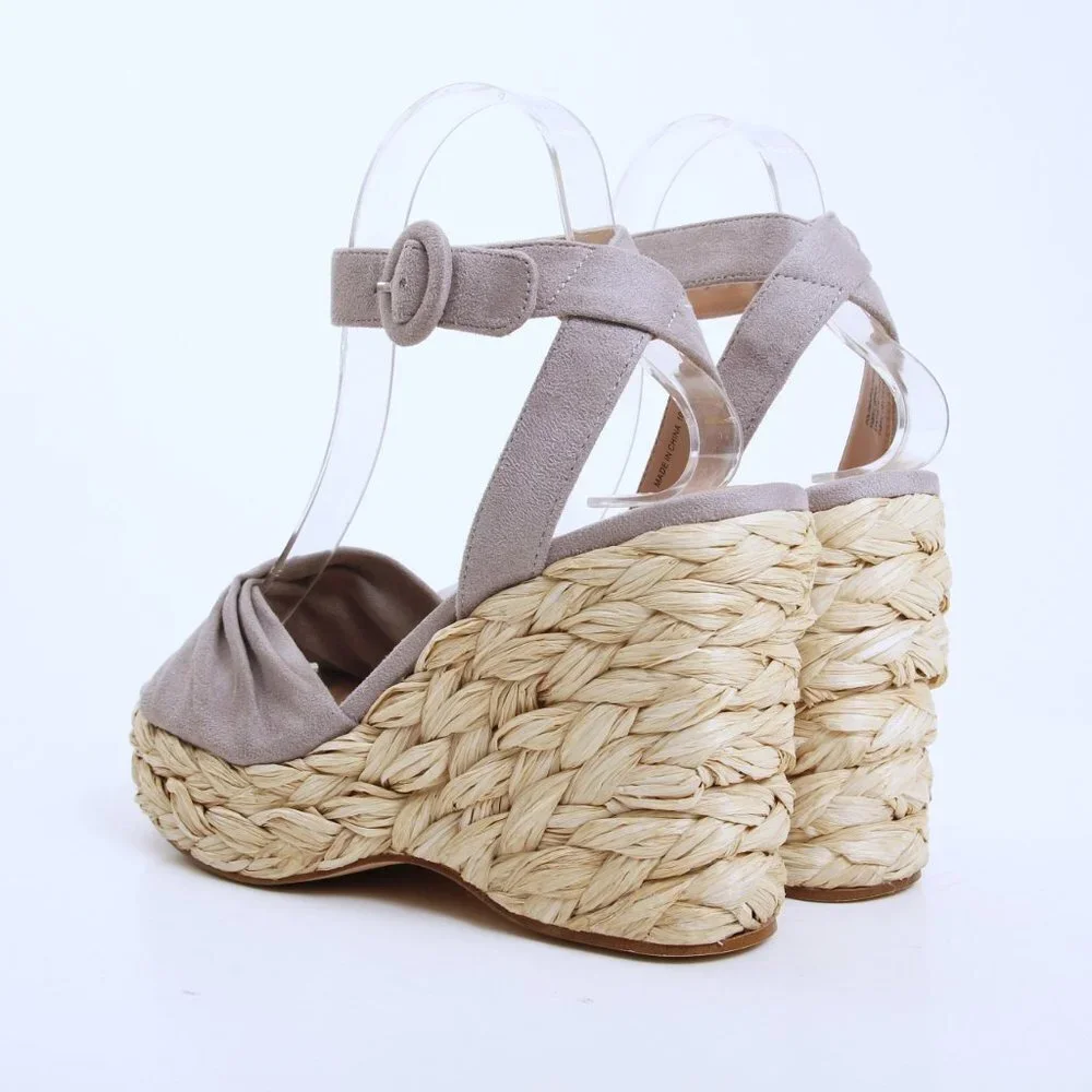 Steve Madden Poloma Textile Wedge Sandals Gray Women‎ Size 7.5